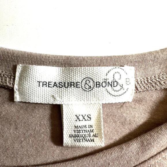 Treasure & Bond New Womens Short Sleeve Side Ruched T-Shirt Dress Taupe XXS - Picture 8 of 10